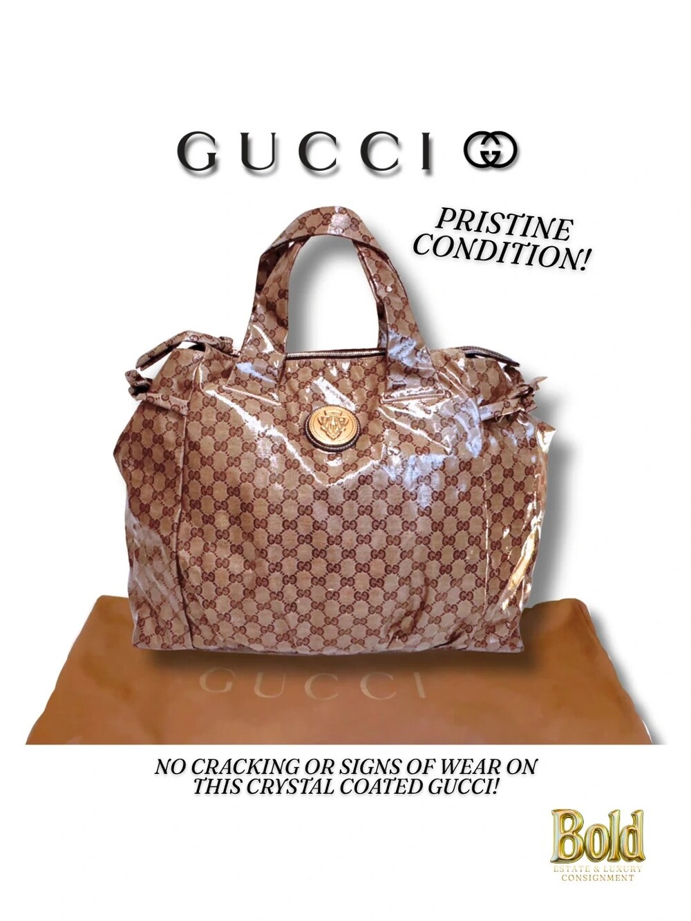Gucci Hysteria Large Crystal Coated Canvas Tote Bag